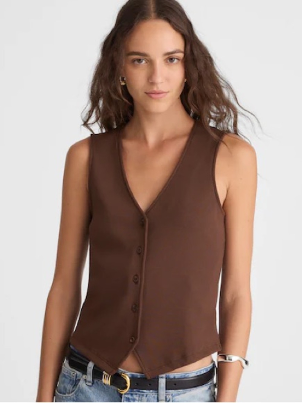 Madewell NWT Ribbed V-Neck Vest Size XS in Roasted Chicory
